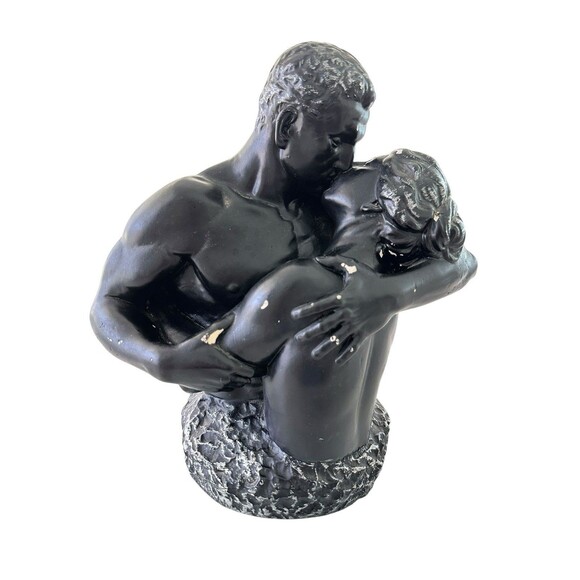 Man & Woman Kissing Bust VTG 1950s Silvestri Bros. Chalk/plaster Lovers Embrace - Picture 2 of 7